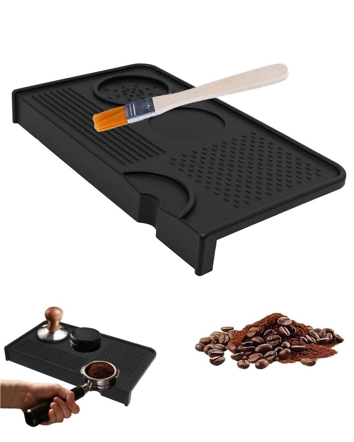 Upgraded Silicone Tamping Mat Coffee Brush Durable Tamper Mat Counter Pad Espresso Machines Acceessories for Home Baristas Espresso