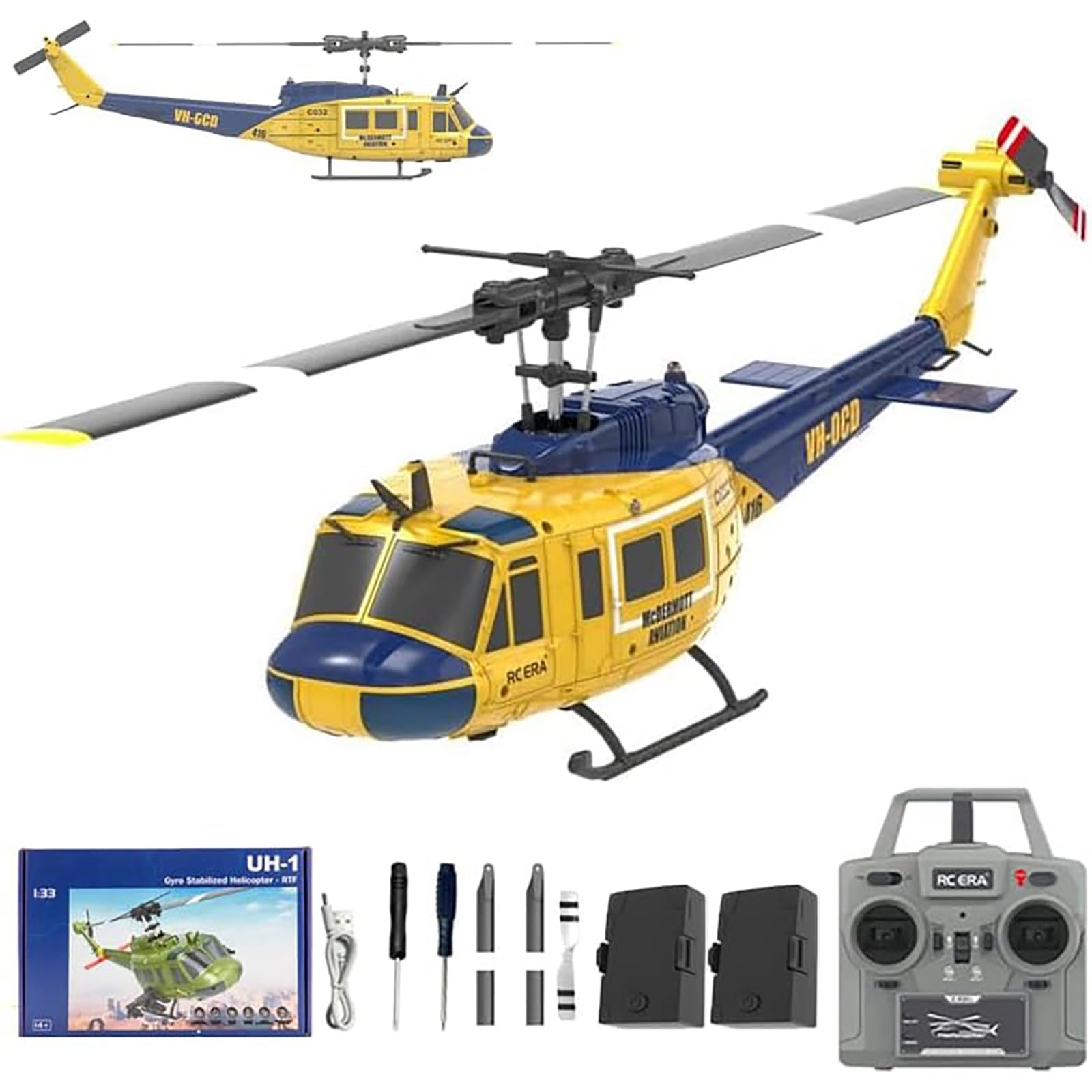 Śmigłowiec RC C032 UH-1 - zdalnie sterowany model śmigłowca w skali 1/48 2.4G 6CH bez flybara, lot kaskaderski 3D i precyzyjny samolot RC dla początkujących dorosłych