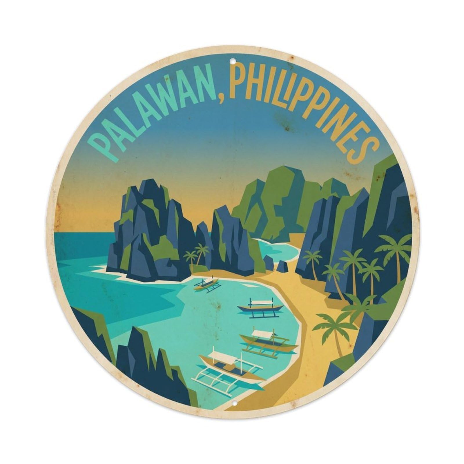 Paradise Island Palawan Philippines Travel Tropical Metal Tin Sign