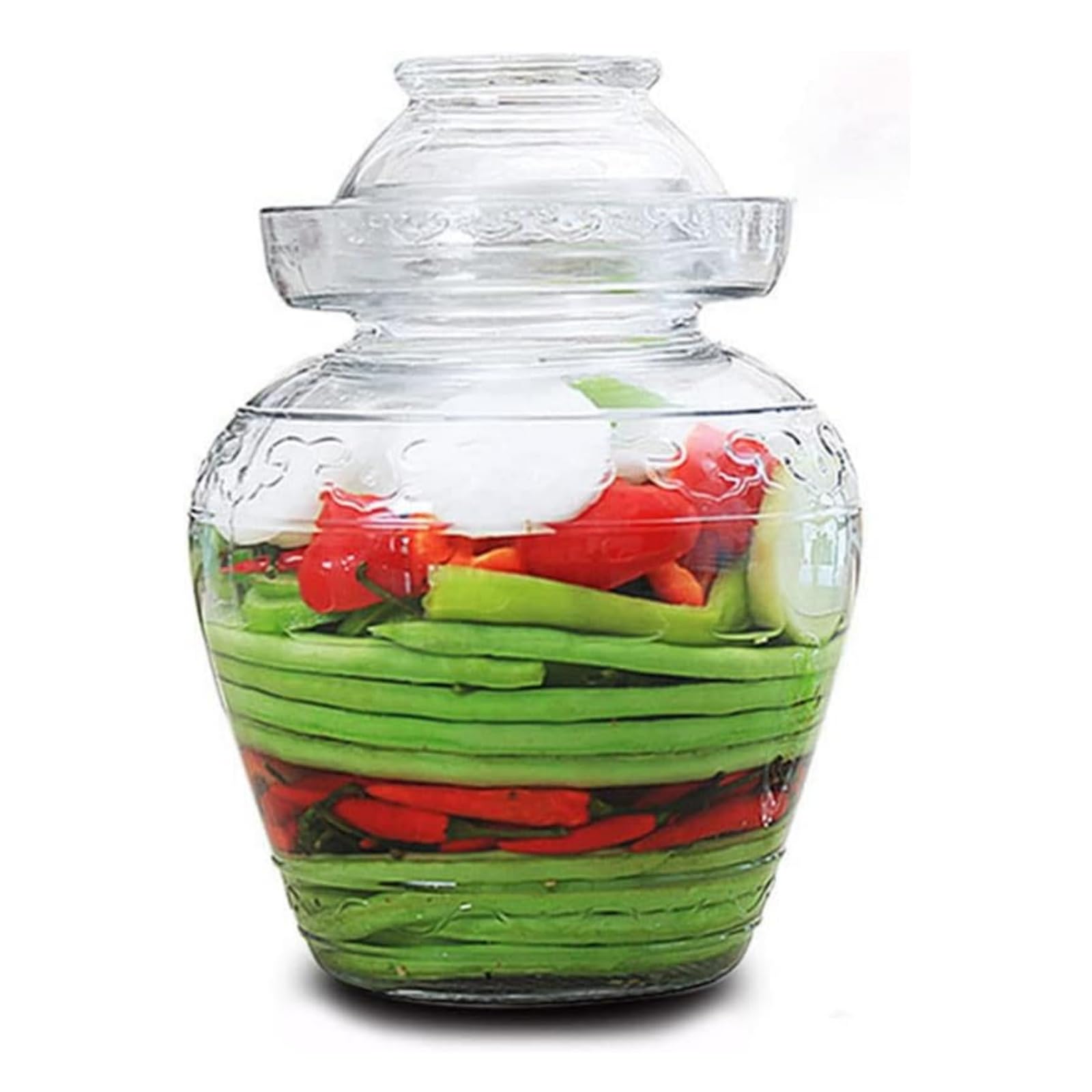 Qunine Glass Pickle Jar 2.5L Fermentation Jar, Traditional Fermentation Jar Large Canning Jar Kimchi Containers with Water Seal Airlock Lid for Fermenting Pickles, Wine Brewing, and Sauerkraut