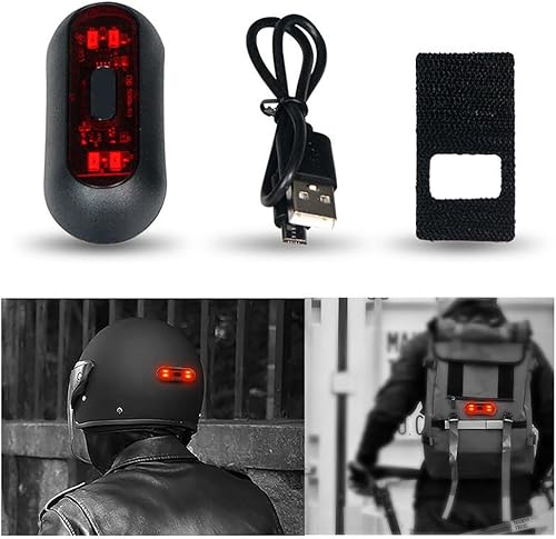Vista 3 de TOTMOX - Luz LED para casco, recargable para motocicleta, bicicleta delantera y trasera, lámpara nocturna de advertencia de seguridad para bolsa