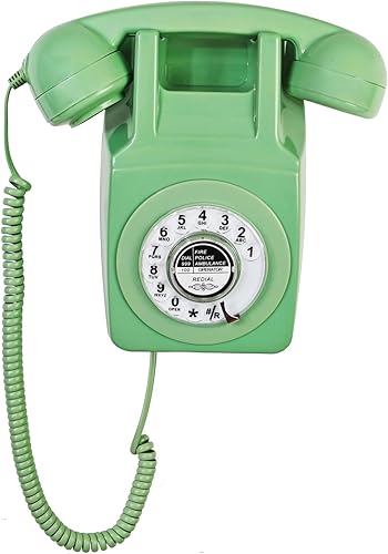 Miniatura 10 de Teléfono de pared vintage, teléfono de línea fija retro con esfera giratoria, teléfono de pared clásico con cable para montaje en pared, teléfono