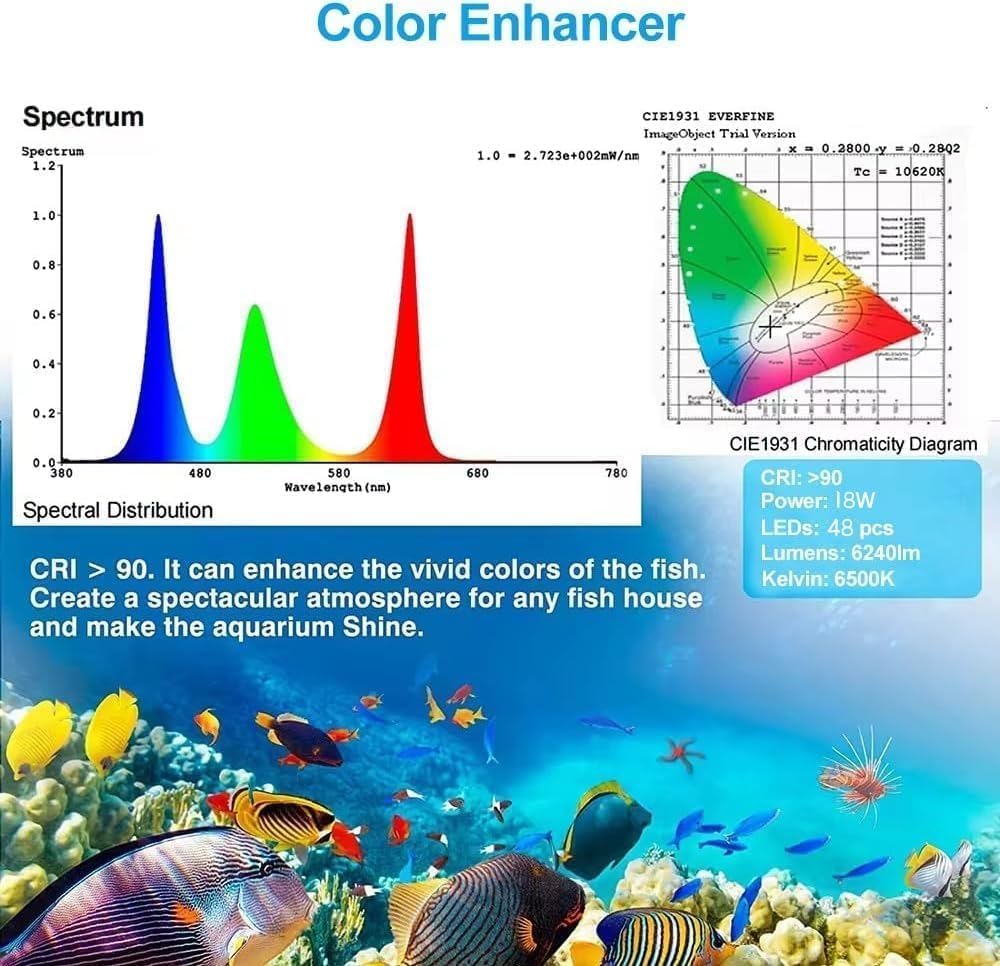Éclairage LED pour aquarium,48 W Spectre complet Mode 24/7 Minuterie réglable Luminosité réglable Lampe pour aquarium Avec support extensible Les chars de 120 à 140 cm