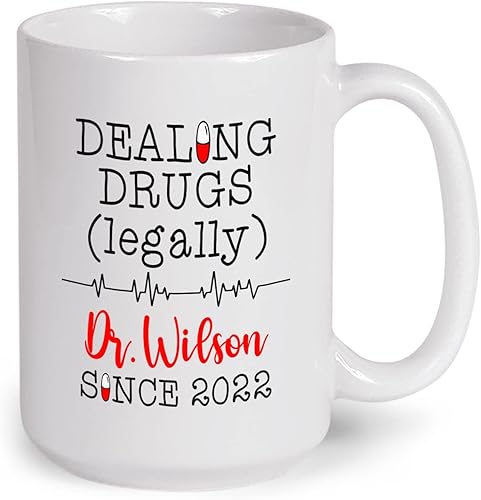 Taza de farmacéutico personalizada, taza de comerciante de drogas legalmente, regalos para farmacéuticos, regalo divertido para farmacéuticos, taza