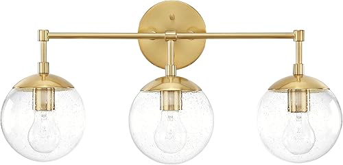 Miniatura 2 de Design House 588889-SG Gracelyn - Moderna lámpara de tocador de baño de 3 luces regulable para interiores con vidrio transparente para colocar sobre