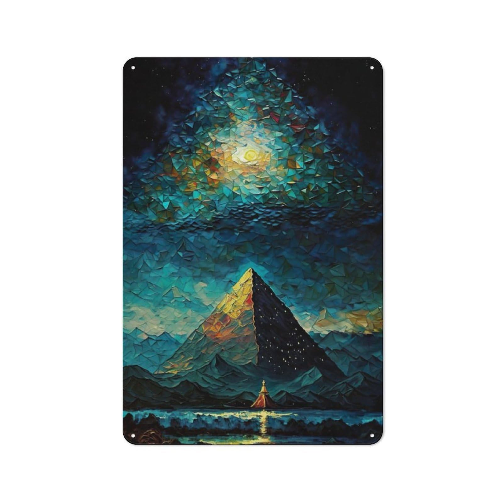 Junmoney Pyramid Painting Retro Tin Wall Plaque 30X20cm Featuring For Pub Or Café, New-Space Wall Decor For Pub Decor Enthusiasts