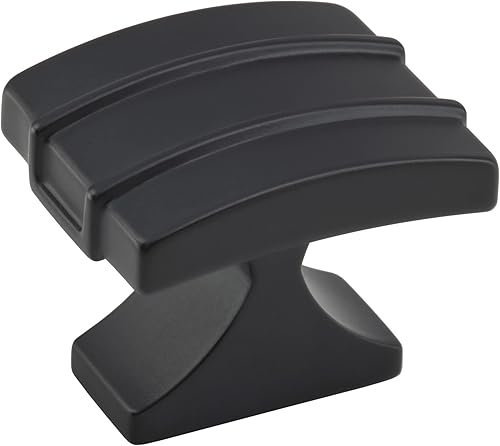 Amerock  Pomo de gabinete  Negro mate  1-12 pulgadas (1.496 in) de longitud  Davenport  paquete de 1 unidad  Pomo de cajón  Herrajes para gabinete