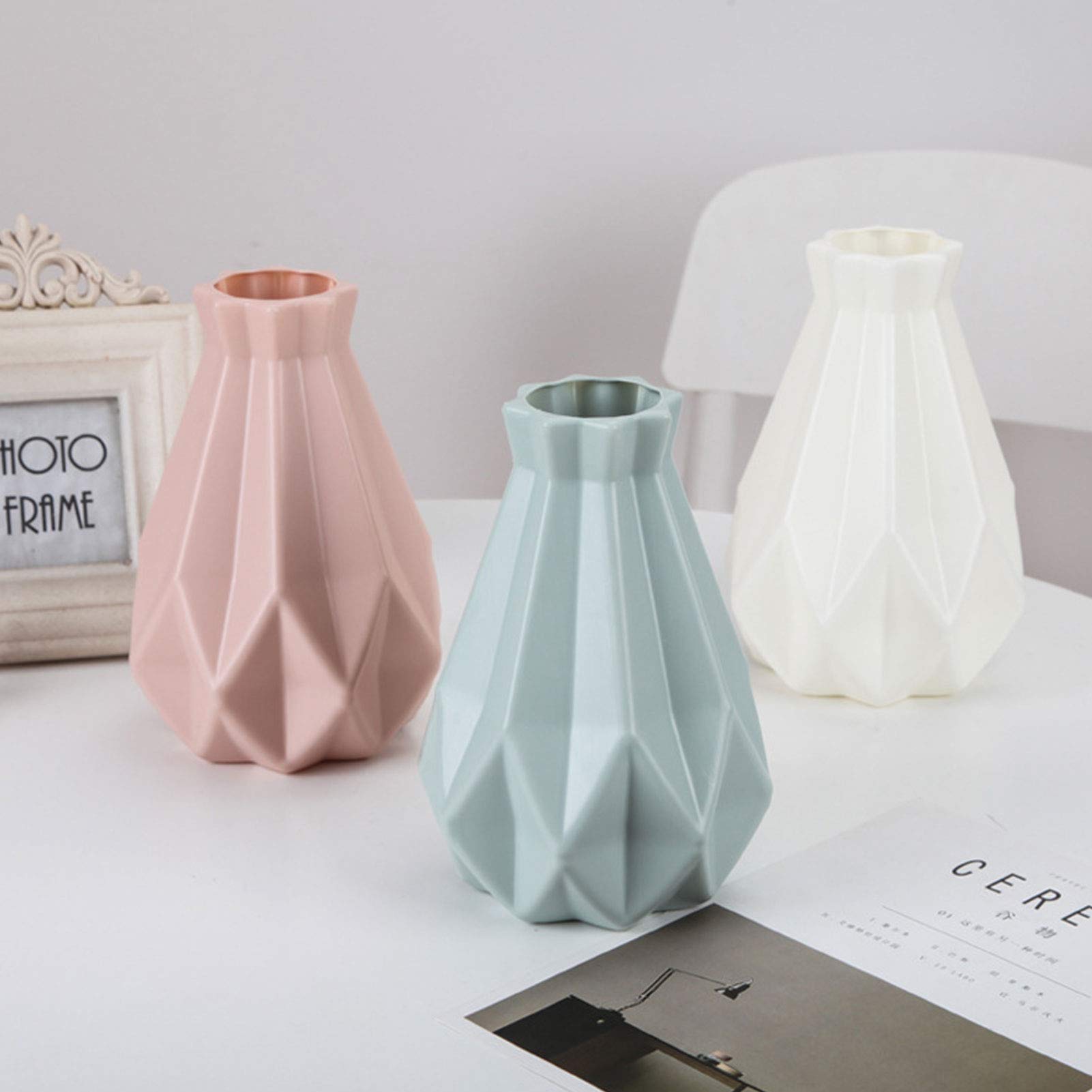 2 Weiße Vasen Mit Struktur-Design – Minimalistische Blumenvasen Für Wohnzimmer, Büro & Esstisch