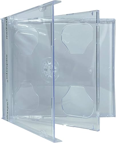 mediaxpo Estuche estándar doble CD Jewel de 0.409 in, capacidad doble, capacidad para 2 discos (transparente) (paquete de 50)