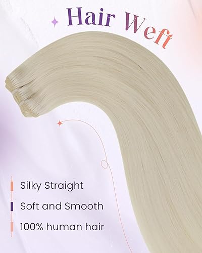 Miniatura 87 de LaaVoo Extensiones de cabello humano real para coser, extensiones de cabello humano de doble trama, color negro azabache, 18 pulgadas, 3.53 onzas