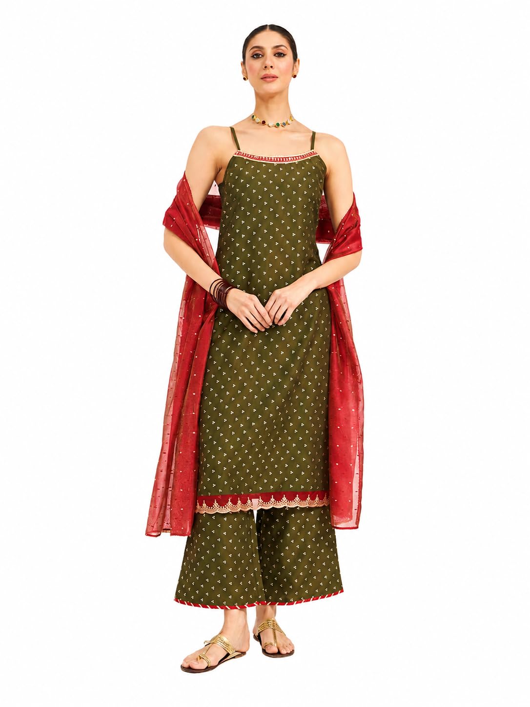 fiorra Women's Yellow Silk Blend Straight Kurta with Palazzo and Dupatta-picture-11