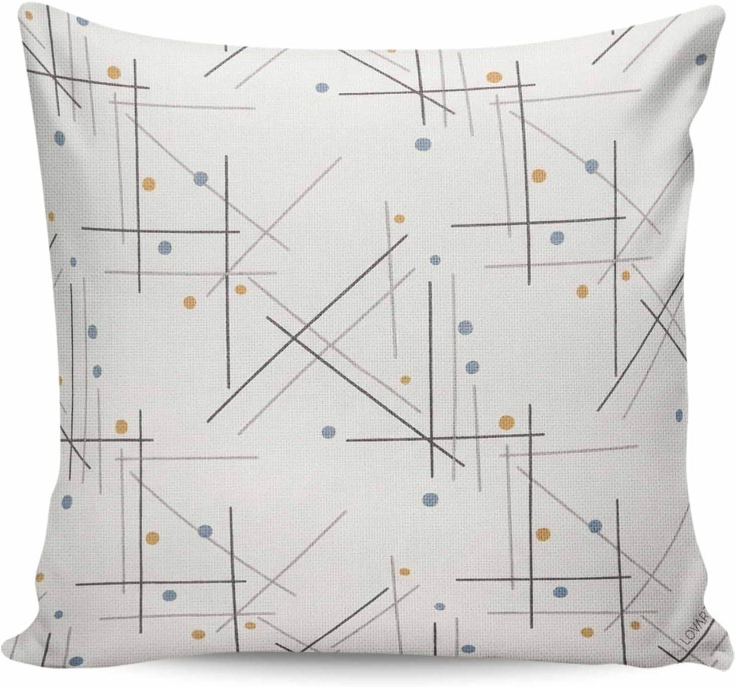 Throw Pillow Covers 18 x 18 Inch, Modern Geometric Cotton Linen Pillows Cases, Minimalist Lines Polka Dots Abstract Beige Square Cushion Covers for Couch Sofa Bed
