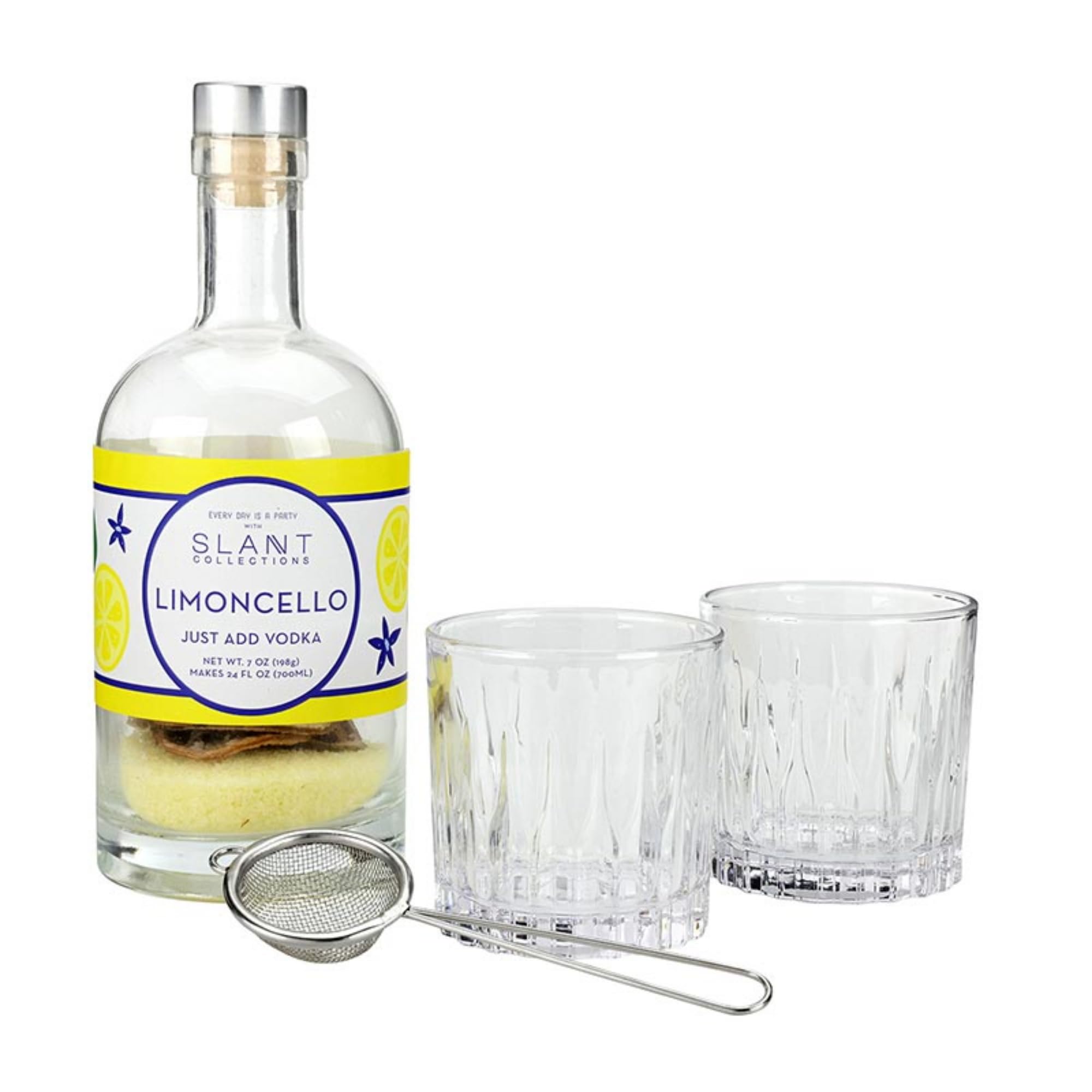 Kit d'infusion limoncello en verre haut de gamme et verres ciselés Slant