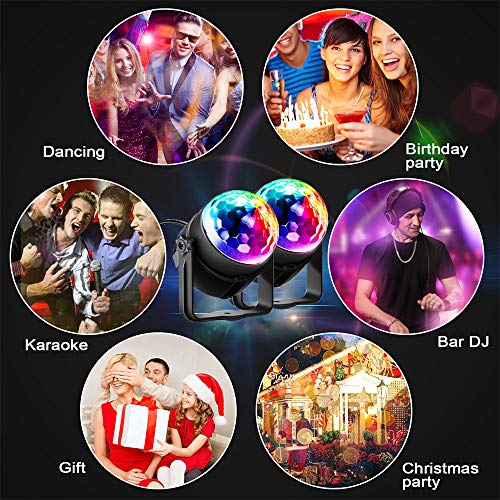 Party Lights, Disco Ball Disco Lights,Dj Rave Lights Led Strobe Lights Sound Activated Stage Lights Projected Effect Dancing Lights Remote Control For Birthday Xmas Wedding Bar Kids Christmas-2 Packs #TOP6