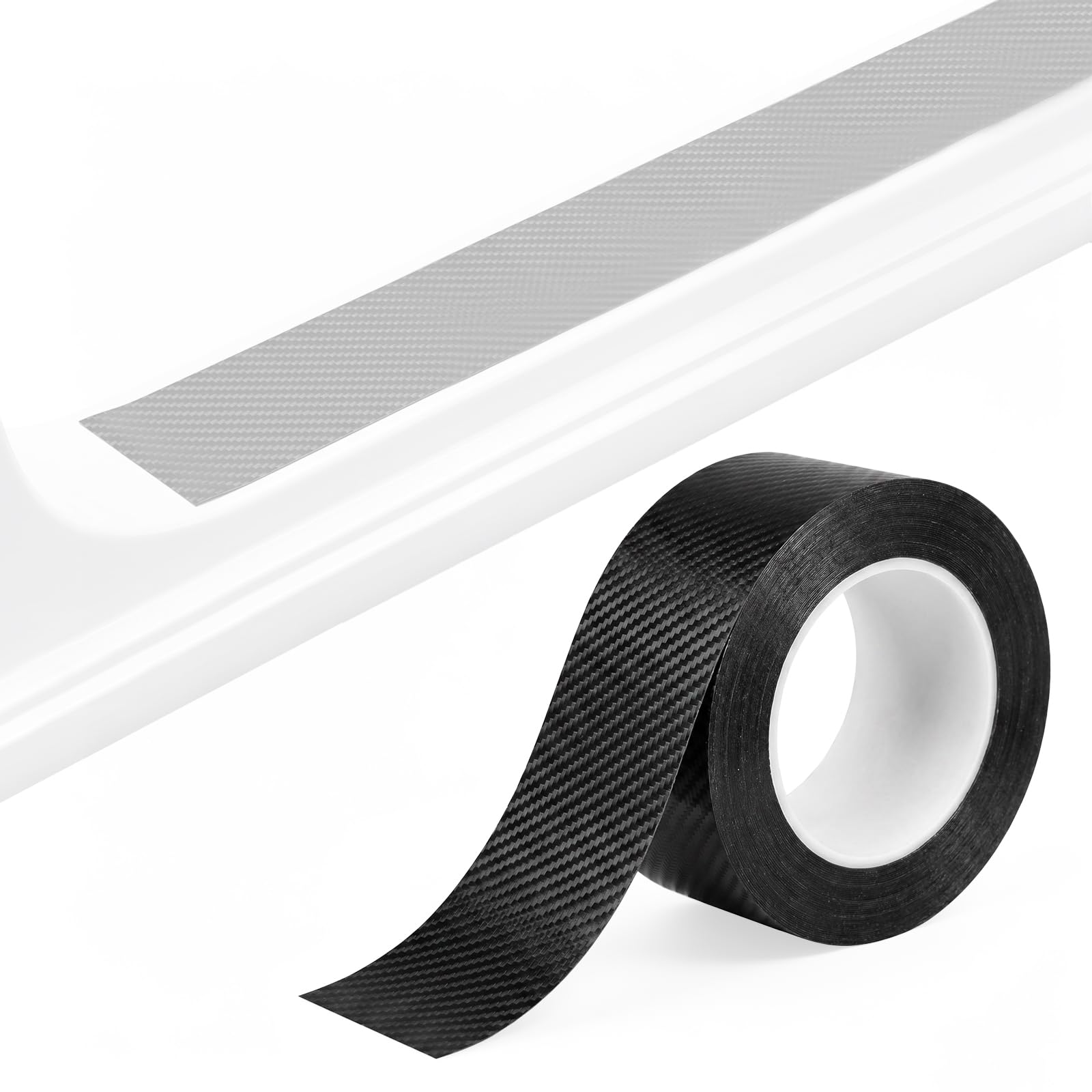 Carbon Folie Auto 7cm x 10m - Einstiegsleisten Schutz Auto Kohlefaser Aufkleber Schwarz Autofolie Selbstklebend Schutz für Autotür, Türgriffe