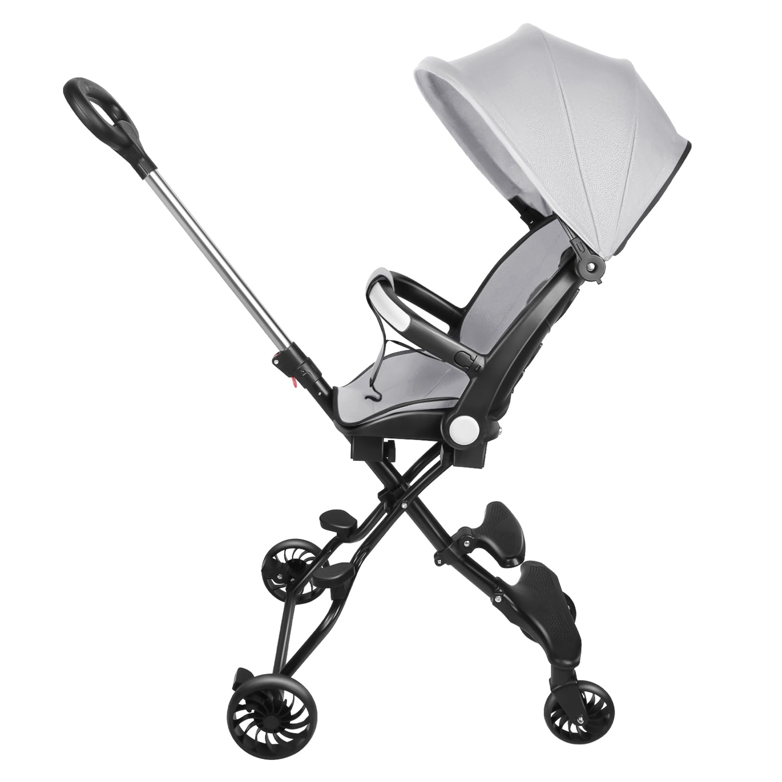 Poussette Canne Ultra Légère, Poussette Canne de 6 mois à 4 ans, Poussette de Voyage Portable et Légère, Réglable en Hauteur, Harnais 3 Points, Canopy Ajustable (Gris Foncé)