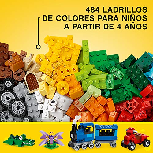 LEGO 10696 Classic Caja de Ladrillos Creativos Mediana con Base Verde, Coches y Animales, Juguete para Construir para Niños de 4 Años o Más