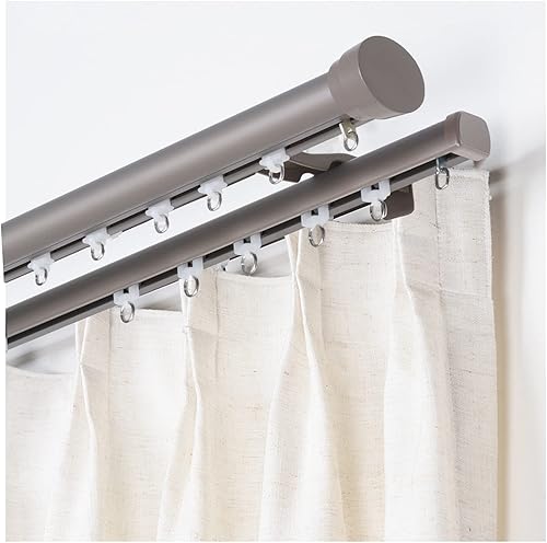 Barra de cortina doble con remates de tapa, de 100 a 236.2 in, juego de cortinas dobles para cortinas combinadas, montaje en pared de riel de