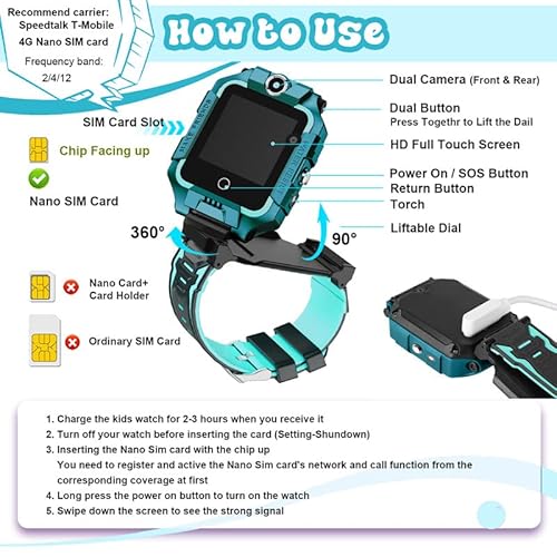 Livego 4G Kids Smart Watch With Sim Card, Liftable Waterproof Safe Smartwatch Phone With 360° Rotatable Gps Tracker Calling Sos Camera Wifi For Kids Children Students Ages 3-12 Birthday Gifts #TOP1