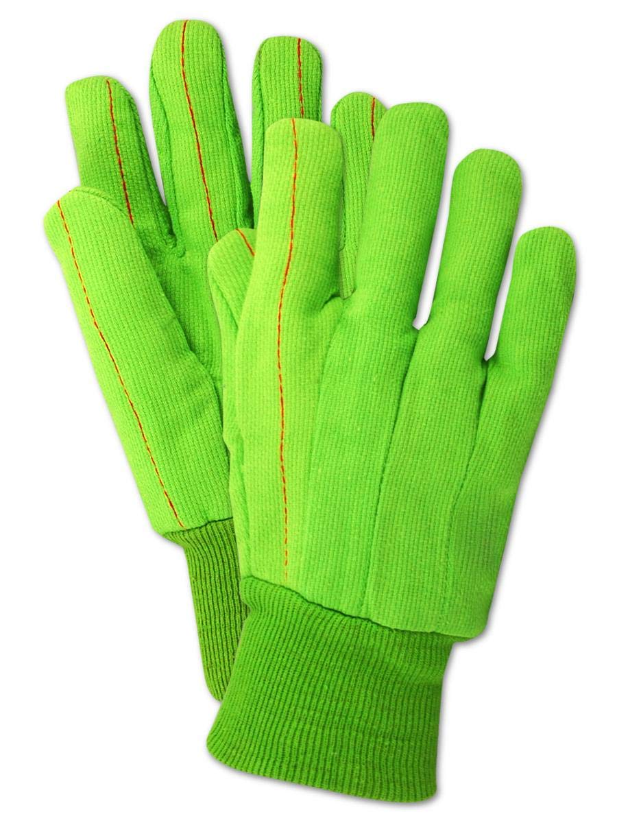 MAGID MultiMaster 796JKW Cotton Canvas Gloves  with Insulated Liners, 24 Pairs, Size XL, Bright Green