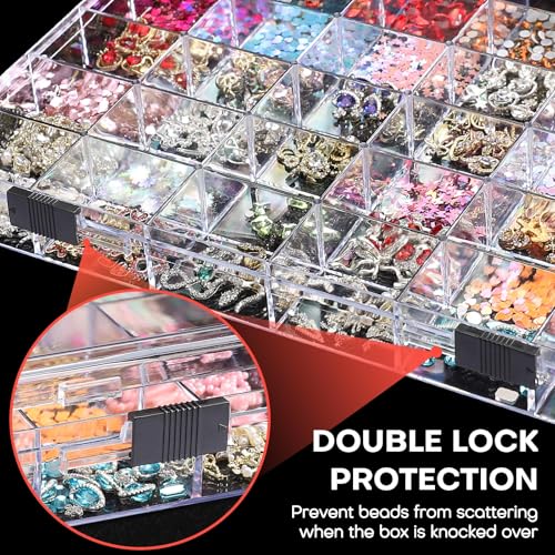 Image of Noverlife 2 Pack 36 Grids Clear Plastic Organizer Box, Jewelry Craft Storage Container Bead Holder Nail Charm Organizer, Rock Collection Box for Fishing Tackles, Acrylic Earring Display Case for Girls