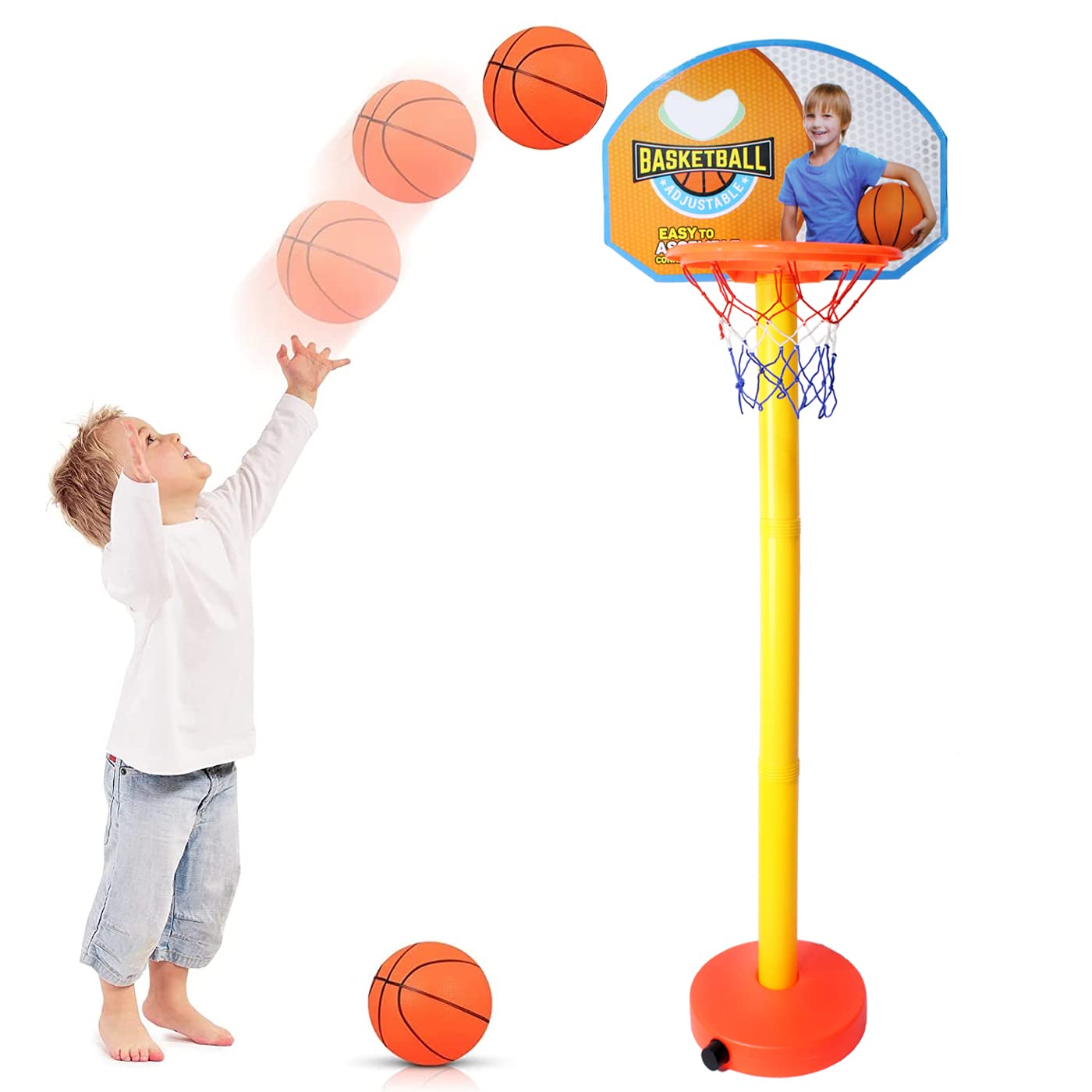 AASA Kids Basketball Set with Adjustable Stand Return Gift Toys for Diwali Festival Indoor Outdoor Playing Toys for Kids Boys and Girls Multicolor (Basket Ball Set) (B0BHTG4NFL) Amazon Price History, Amazon Price Tracker