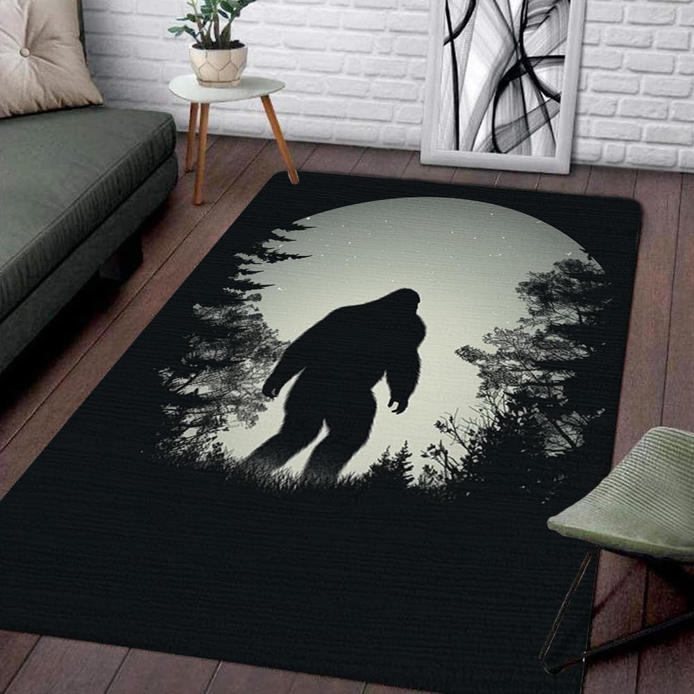 Custom Bigfoot Rug - Sasquatch Pattern Area Rug, Animal Print Carpet, Kitchen and Outdoor Rug, Bigfoot Gifts and Decor