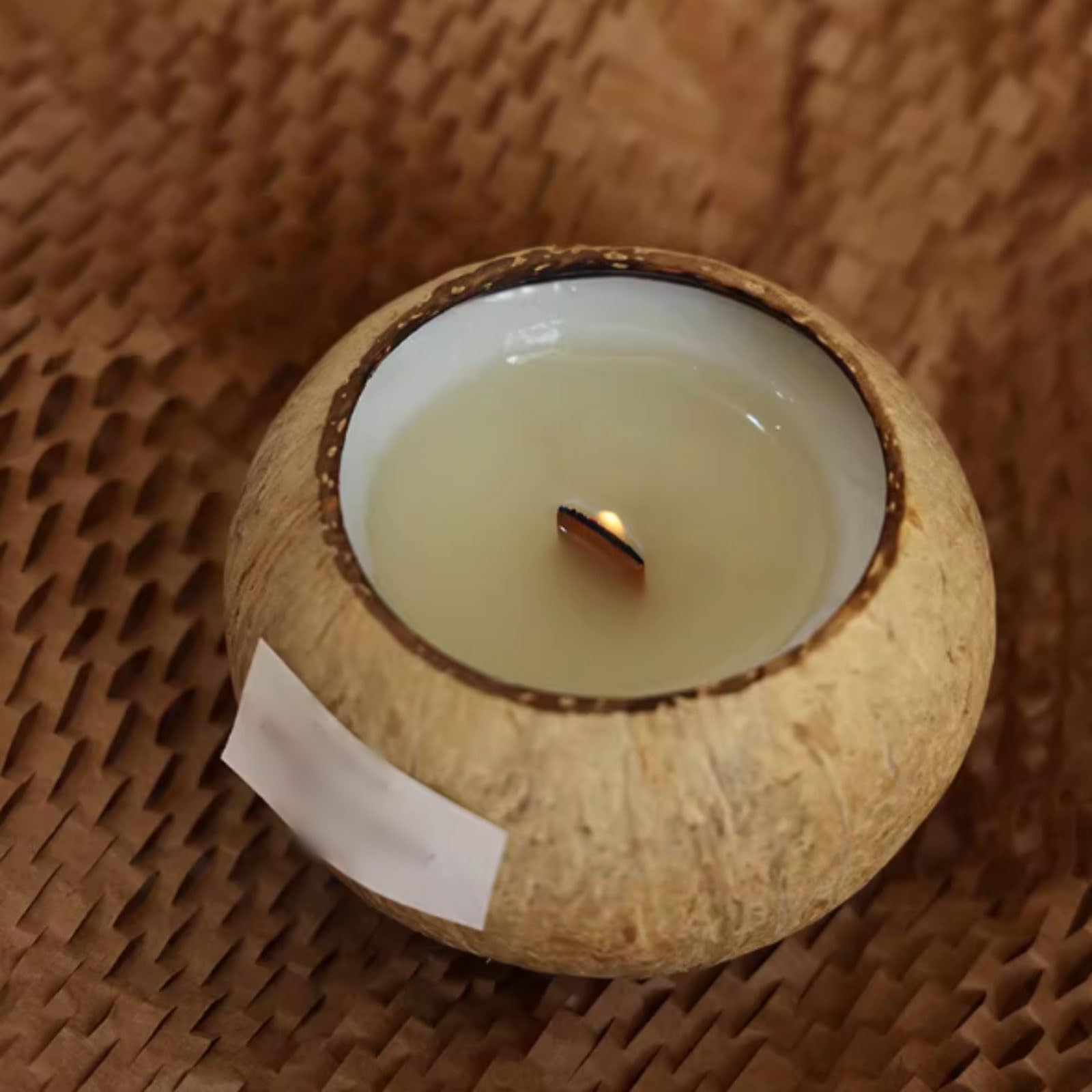Compacto Velas de cáscara de coco, vela de soja Natural reutilizable, vela perfumada redonda for vacaciones en casa, relajación y Spa no es picante(Lavender)