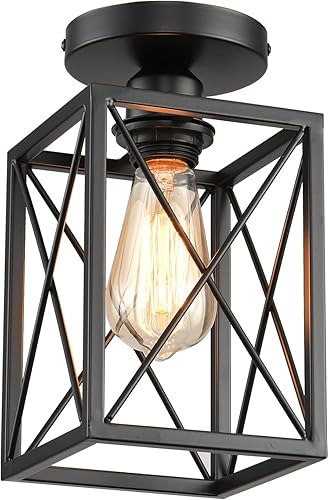 Miniatura 10 de Lámpara de techo industrial de 3 luces, lámpara de techo de jaula de hierro, 3 lámparas cerca del techo, lámpara moderna para dormitorio, entrada,