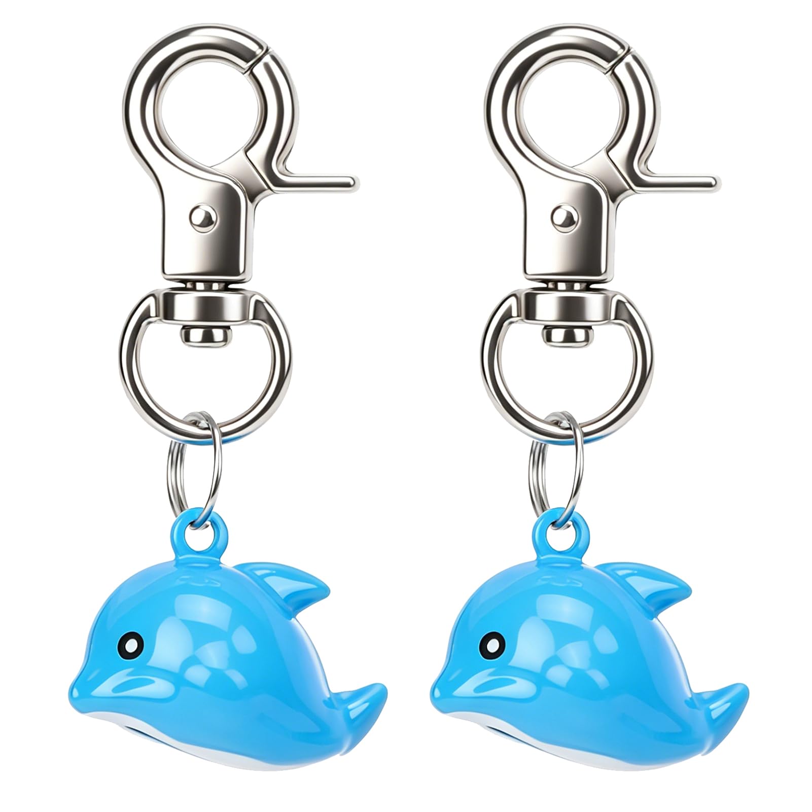 EXPAWLORER Pet Bells for Dog Cat Collar Charm - 2 Pack Cat Collar Accessories Bells Loud, Pet Jingle Ornament Training Pendant Neck Decoration Dolphin Shaped, Tracker for Saving Birds