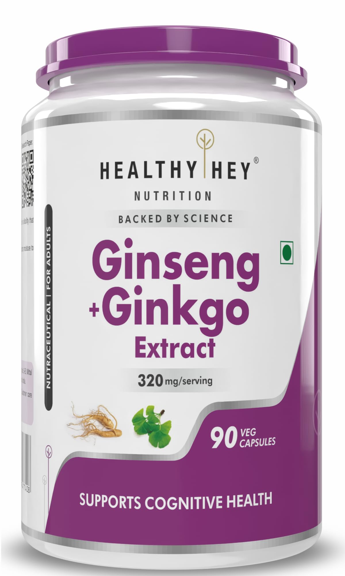 HealthyHey Ginseng + Ginkgo Biloba - Improves Memory & concentration- 90 Veg Capsules-image-23