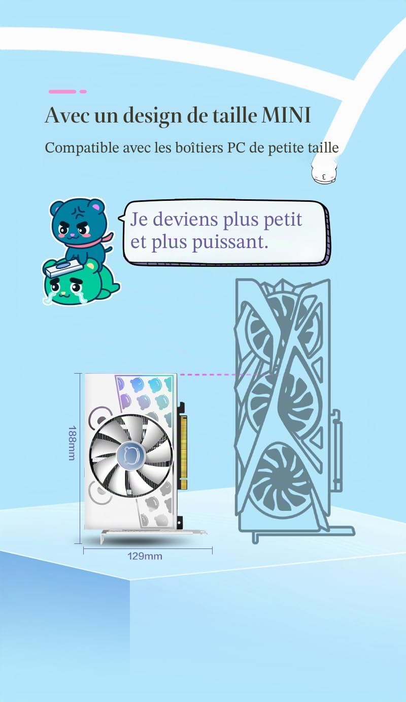Jemora Carte Graphique RTX4060 8G GDDR6 Compatible avec Les Petits boîtiers d'ordinateur Cartes Graphiques d'ordinateur Carte Graphique pour PC de Jeu Conception Unique Matériaux de