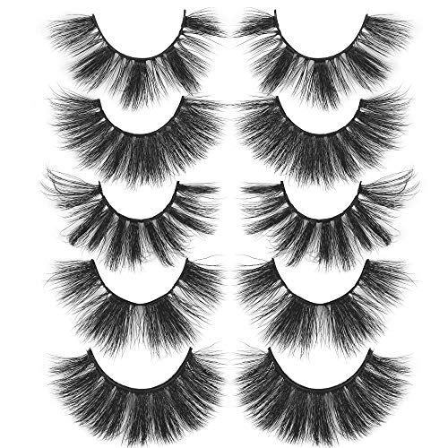 5 Variety Style Mink Eyelashes 15-20MM Mink Lashes Fluffy Soft Volume 3D Lashes with Reusable Portable Boxes 5 Pack