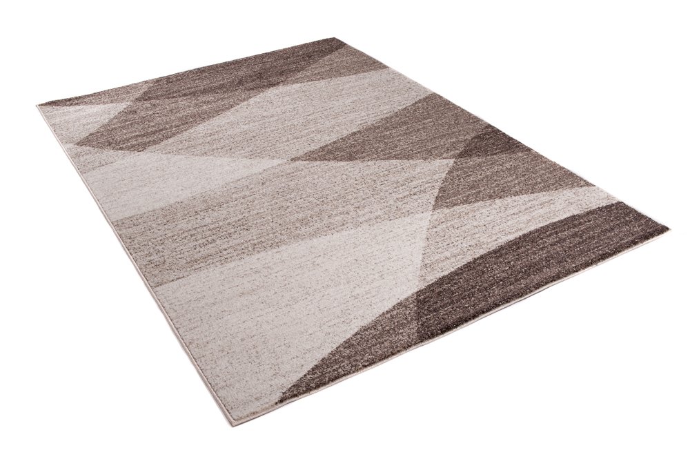 Tapiso Sari dywan z krótkim włosiem, nowoczesny, beżowy, brązowy, nakrapiany, wzór w paski, fale, do salonu, sypialni, Ökotex 160 x 220 cm