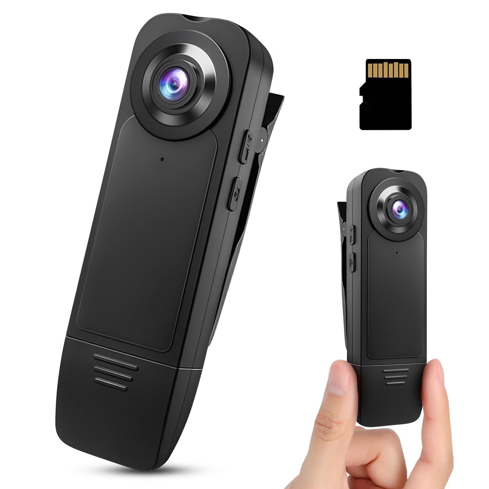 LIROPAU Mini caméra corporelle 1080p avec Carte mémoire 32 Go, caméra HD 1080p, Petite cam-éra sans Wi-FI, cam-éra de Surveillance Portable avec Vision Nocturne et Enregistrement Audio et vidéo.