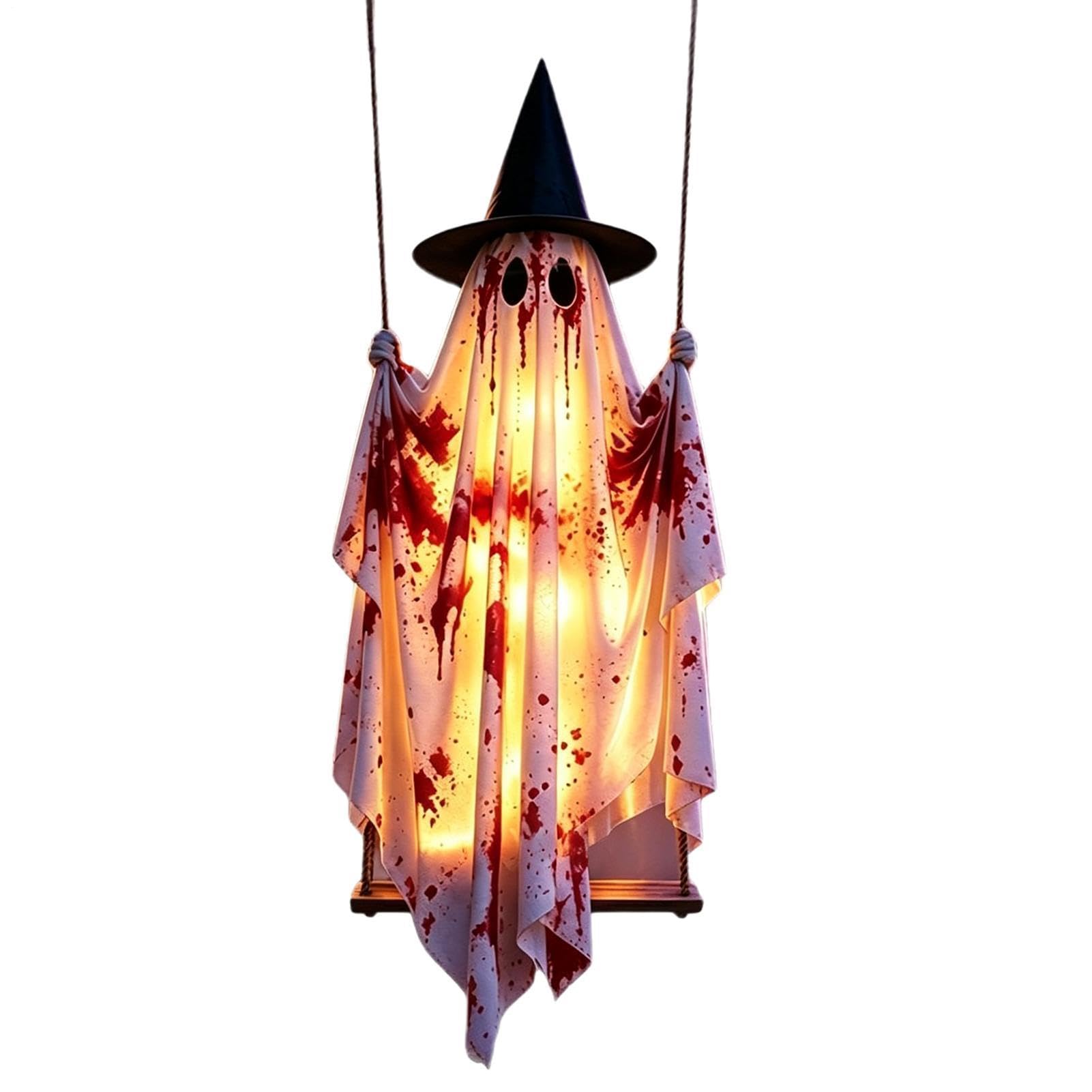Decorazione Fantasma Halloween Da Esterno con a Stringa con Telecomando | Altalena Fantasma Spaventosa Cortile per Giardino Portico Cortile Patio Ramo d'Albero Grondaia Festa Casa Appartamento