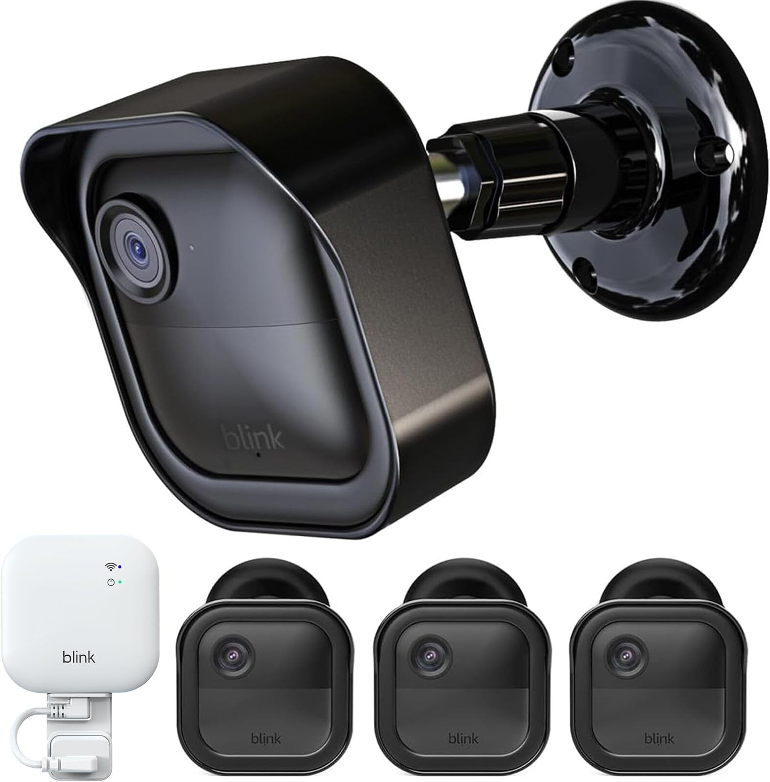 All-New Blink Outdoor Camera Housing and Mounting Bracket, 3 Pack Protective Cover and 360 Degree Adjustable Mount with Blink Sync Module Outlet Mount for Blink Camera Security System (Black)