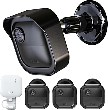 全新Blink室外摄像头支架套装（3件）+360度可调支架与Blink Sync模块2插座支架（黑色）