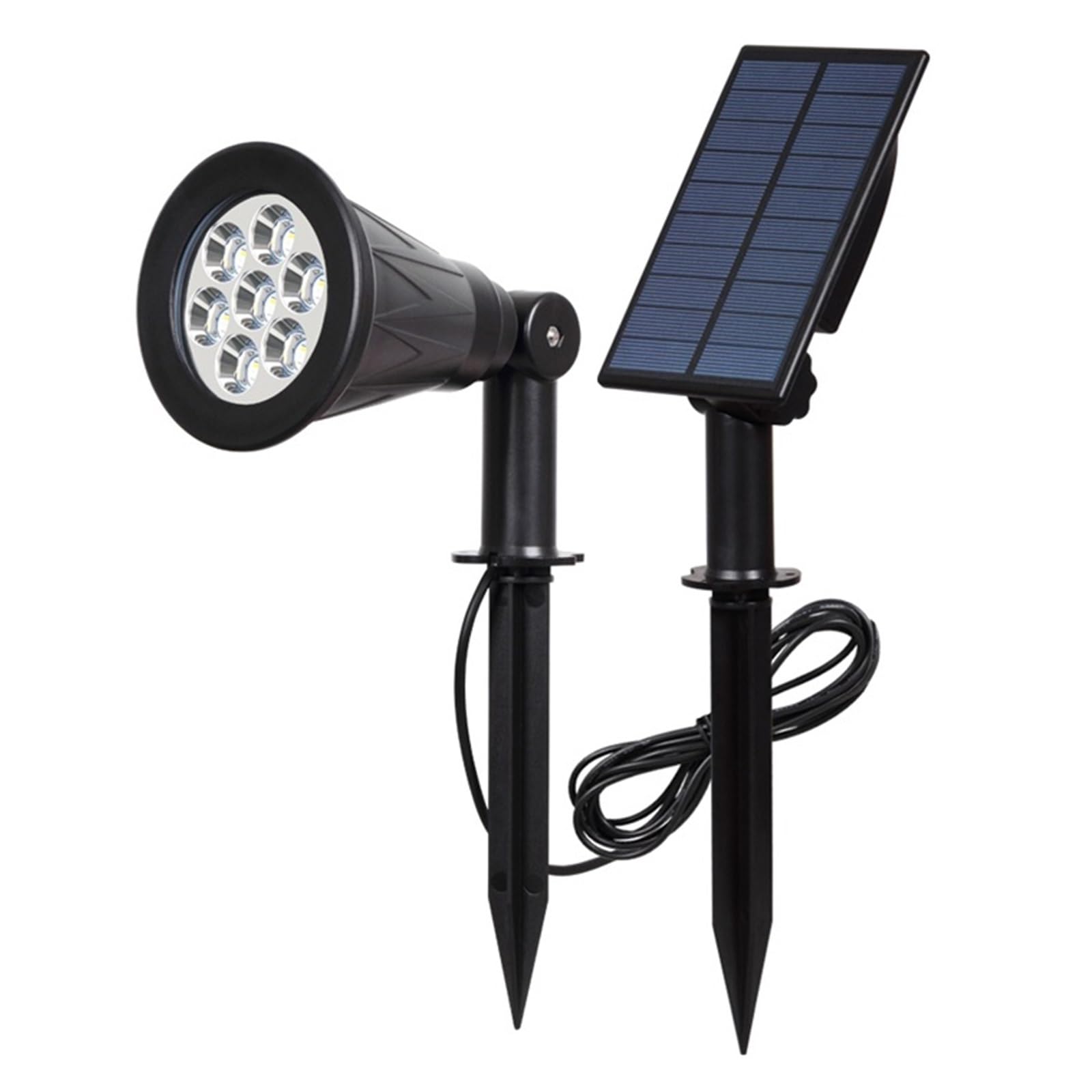 DELURA Focos solares LED 7LEDS Foco Solar IP65 Luz Solar Impermeable For Jardín Luz Solar De Pared Luz Solar con Lámpara Solar De Color Fijo For Exteriores El Ahorro de energía
