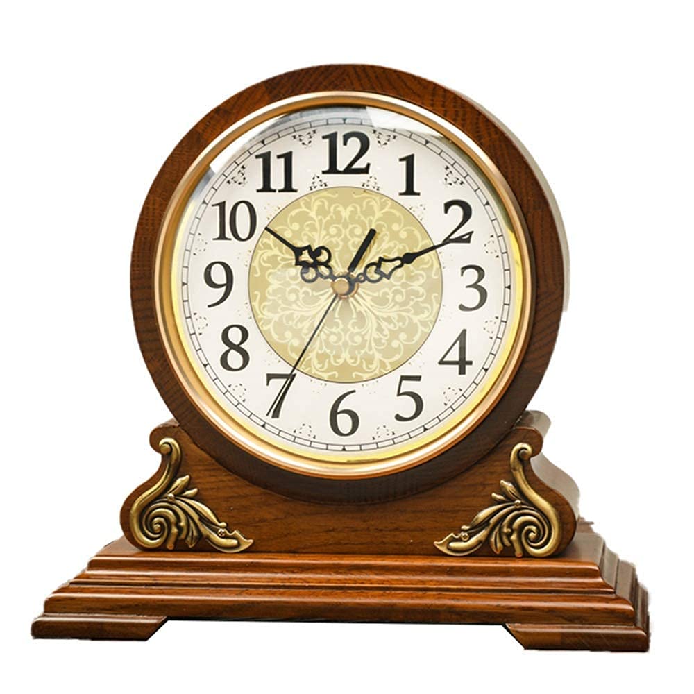 Reloj de repisa, Relojes de sobremesa de Roble, Reloj con Soporte de Madera, Reloj de sobremesa Decorativo, Reloj de Mesa con Pilas, Vidrio HD fácil de Leer