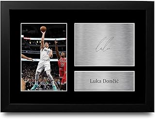 HWC Trading FR A4 Luka Doncic Dallas Mavericks Basketball Geschenke Gedrucktes Signiertes Autogramm Foto für Fans von Basketball Memorabilien - A4 Gerahmt