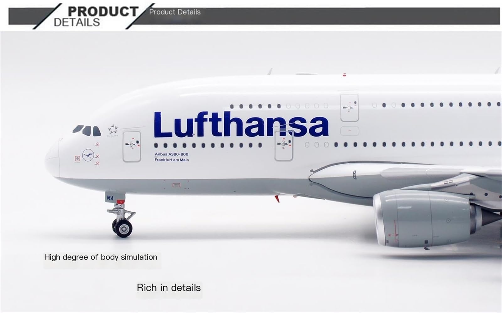GXNRHG Repliki modeli samolotów Repliki samolotów w skali butikowej 36 cm 1/200 dla Lufthansy dla Airbusa A380 D-AIMA Odlewane modele samolotów Miniaturowy model samolotu (klapa)