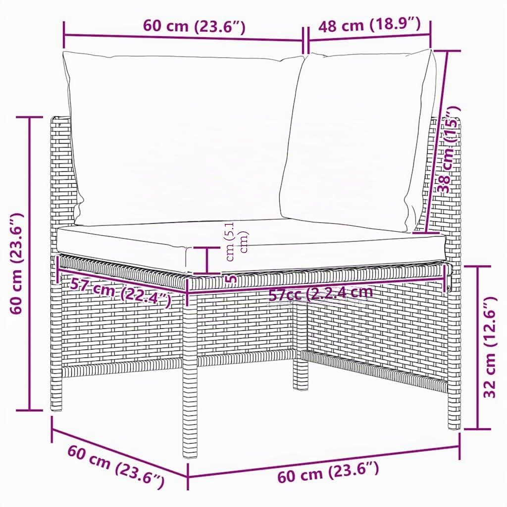 vidaXL Canapé de Jardin à 2 Places avec Coussins Gris Résine tressée