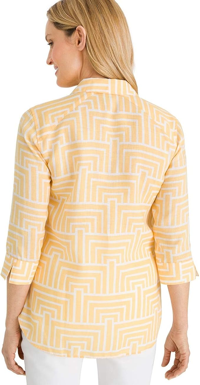 Amazon.com: Chico's camisa de lino sin hierro para mujer, 16 : Ropa,  Zapatos y Joyería