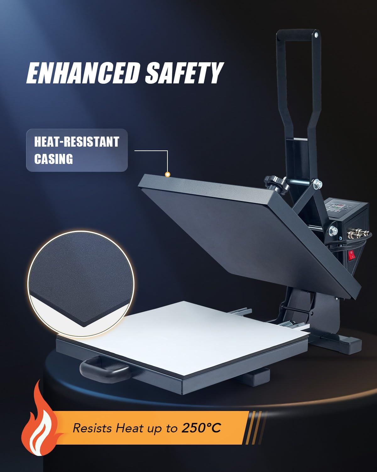 CREWORKS 38 x 38 Prensa de Calor para Camisetas con Tubos de Calentamiento Duales, Control Digital Maquina de Sublimacion para Almohadas, Alfombrillas de Ratón, Bolsas
