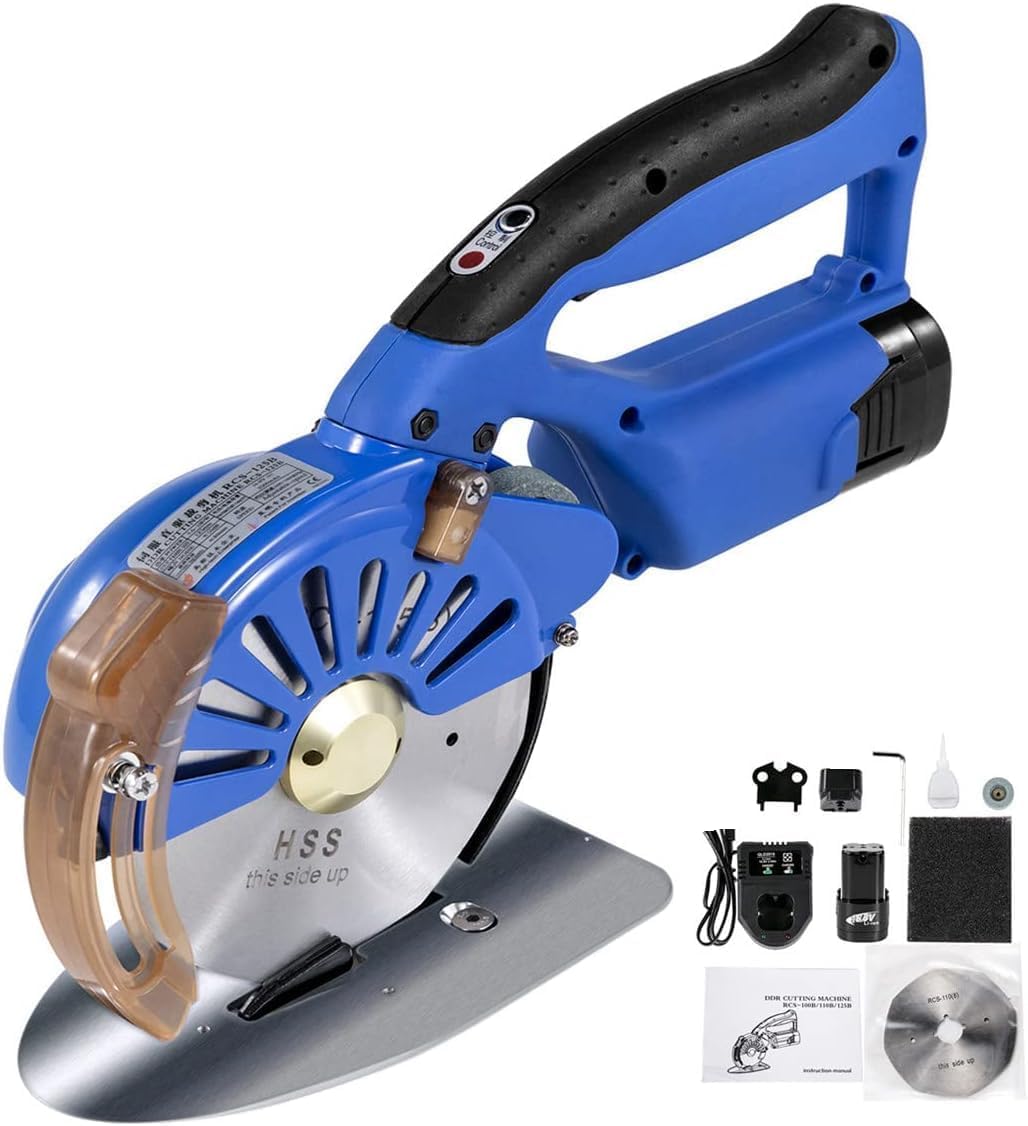 Taglierina Rotante elettrica a Batteria, 16.8V Ricaricabile con Luce a LED, Macchina di Spinta Automatica per la Pelle di Pelle e Tappeto di Tessuto per Il Cucito, velocità Regolabile