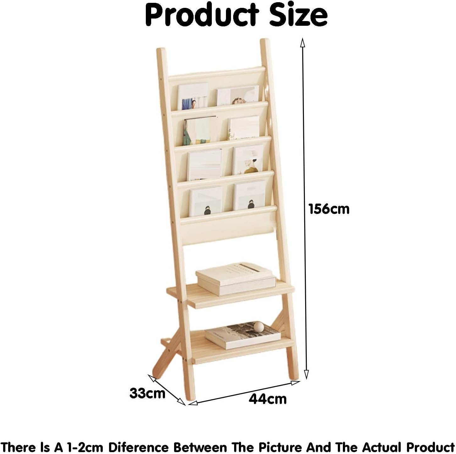 ファイルディスプレイラック、フロアマガジンラック、木製新聞ラック、省スペース、寝室、リビングルーム、学校、オフィス用(Color1,