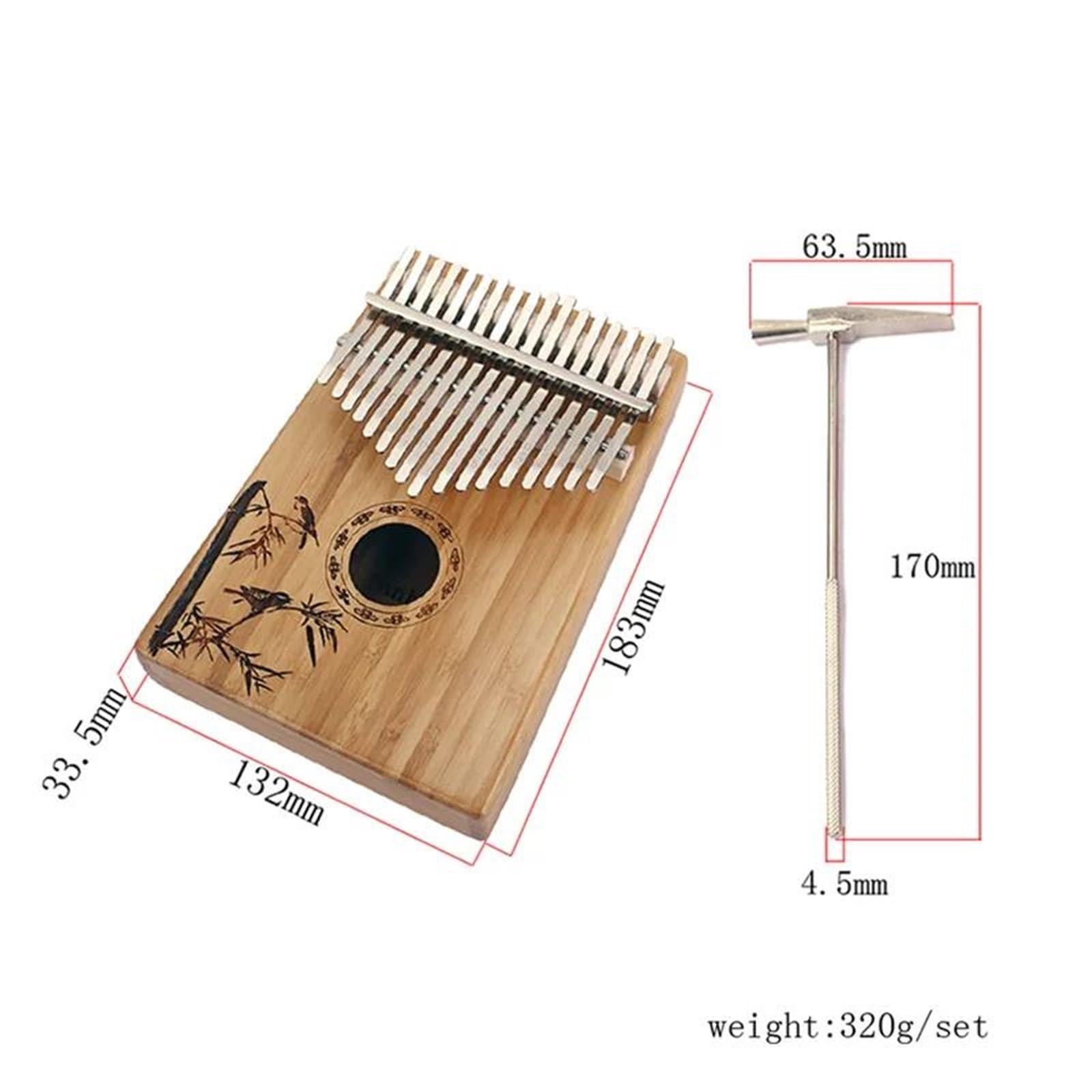 Principiantes Kalimba Kalimba De 17 Teclas Con Diseño Sereno Profesional Para Piano Fingerstyle Martillo Afinación