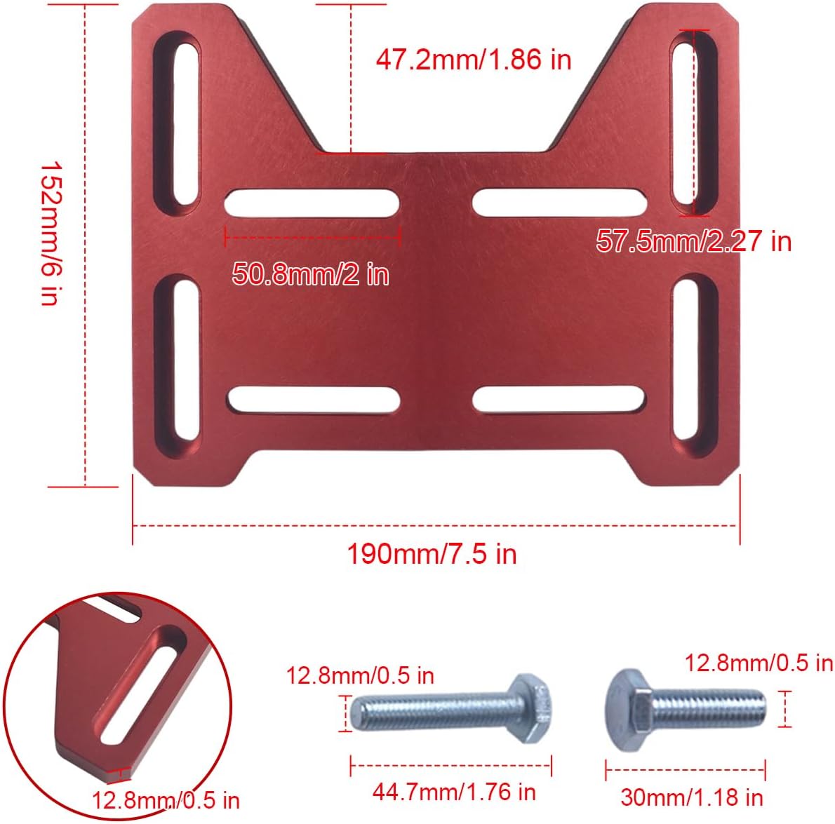 Mini Bike Engine Mount Plate for 79cc 97cc 100cc Coleman CT100U CC100X Mega Moto mm80 Baja DB30 Motovox MBX10, Direct Bolt-On Swap for Predator 212 196 224cc Tilloson 212 Red