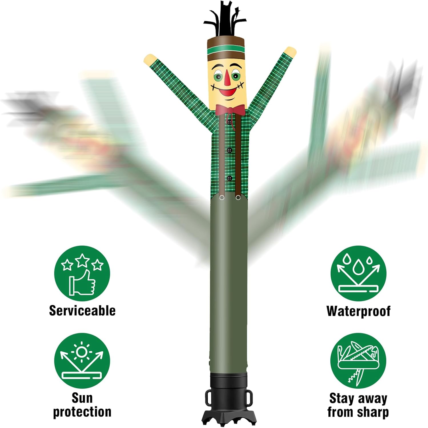 6FT Tall Inflatable Tube Man Scarecrow Wacky Wavy Dancing Guy (9''Diameter) for Outdoor Decoration Advertising Business Promotion (Blower Not Included)